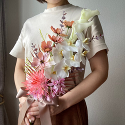 胡蝶蘭・カラー・コスモスの秋色大人っぽブーケ　アーティフィシャルフラワー　ドレスにも和装にも◯ 3枚目の画像