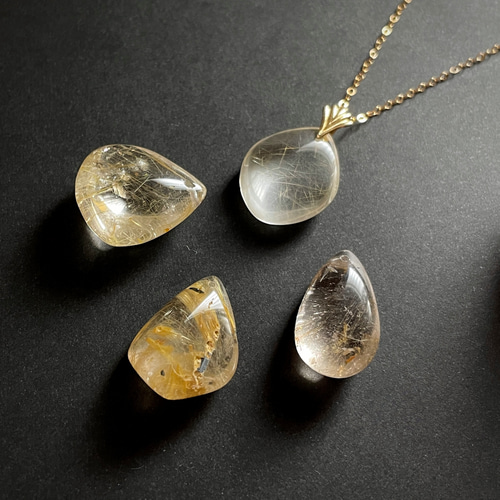 ⭐︎【天然】ゴールド ルチル クオーツ ネックレス 25.6g ⭐︎【天然】ゴールド ルチル クオーツ ネックレス 25.6g