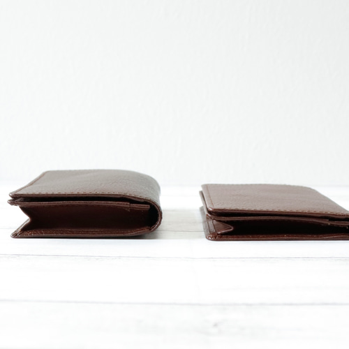 マットブラウン】本革×チェック柄裏地 オッドアイ ネコ 大容量シンプル