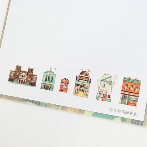 クリアファイルA4サイズ「カフェの奥のコーヒーの街」 その他雑貨 空想