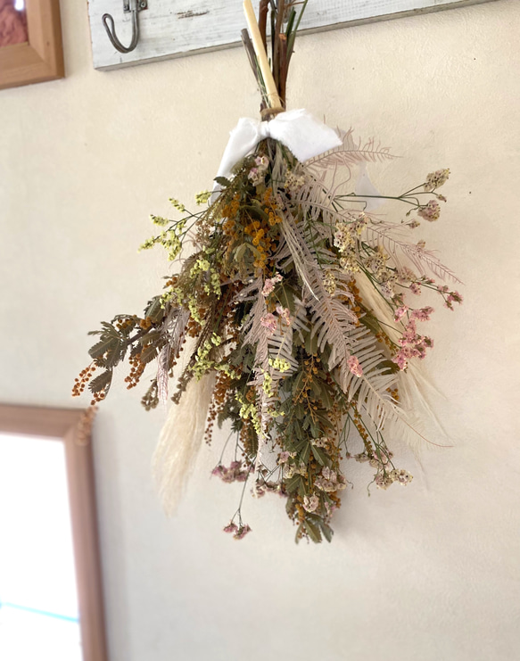 ミモザのスワッグ ドライフラワー スワッグ 花のアトリエiluka 通販  