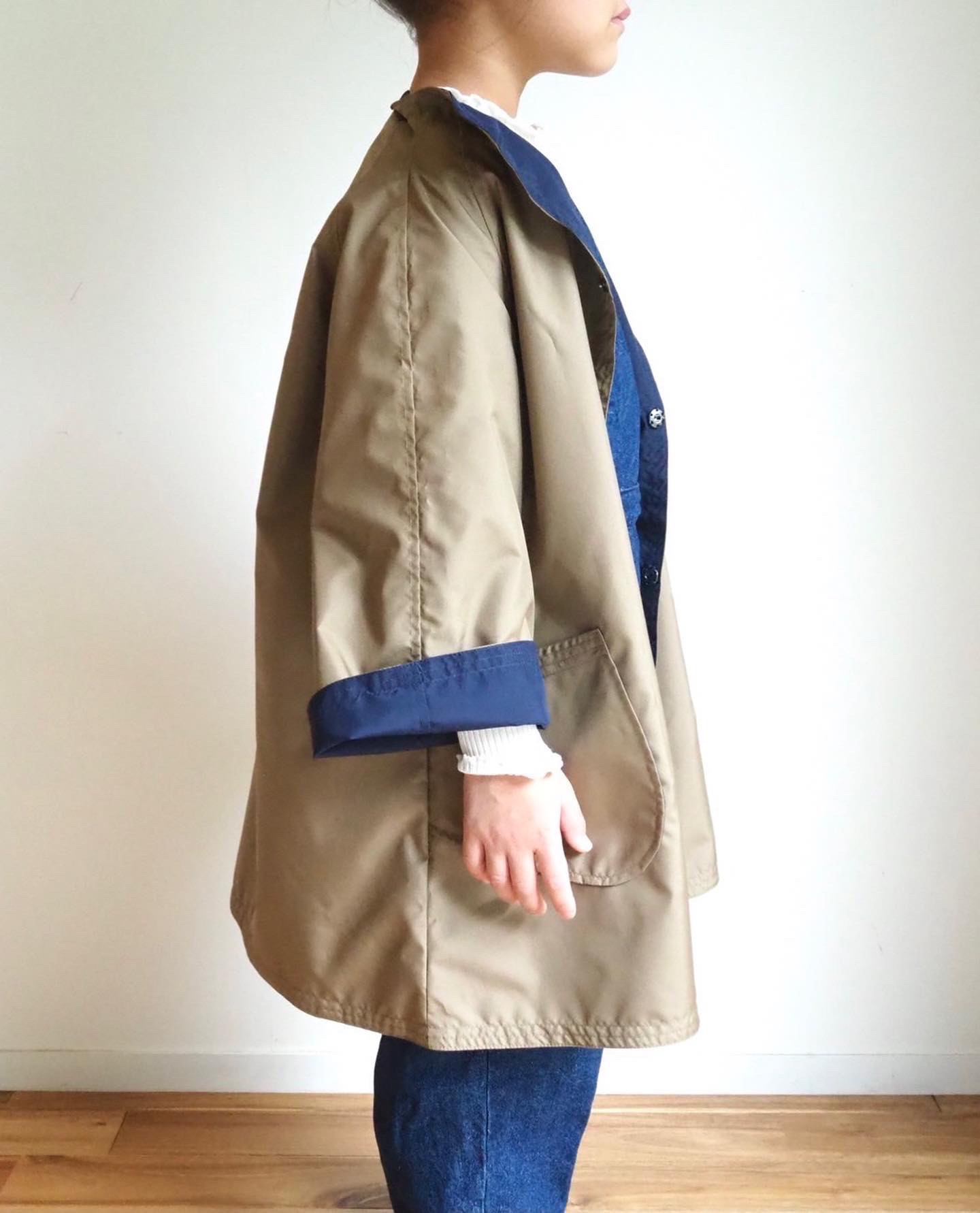 キッズコート　リバーシブルコート　キッズサイズ(90~120cm) リバーシブル(カフェオレ/ミッドナイト)