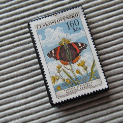 チェコスロバキア　蝶切手ブローチ8252 2枚目の画像