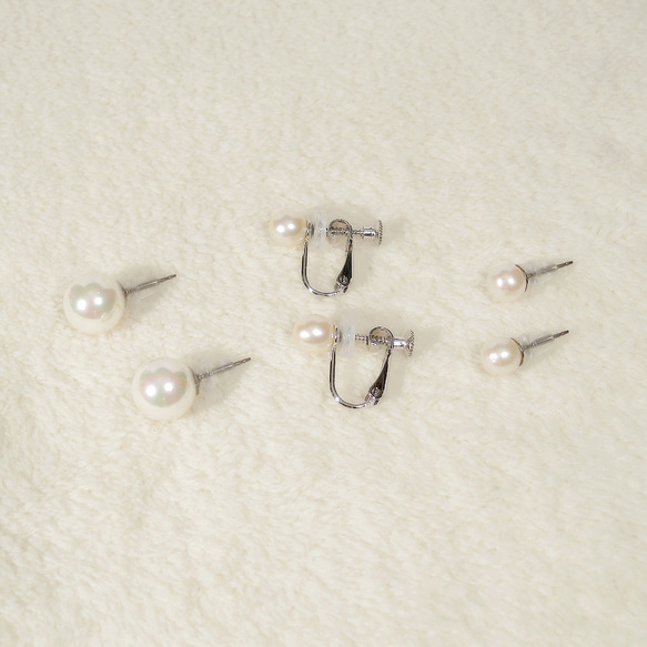 Te様、オーダー品_本真珠（淡水パール）のオールノット・ネックレスとピアス、イヤリングのセット（SV925、チタン） 11枚目の画像
