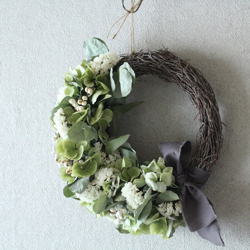 爽やかな秋のドライフラワーリース（大きめハーフスタイル） ドライ