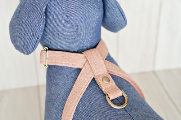 ❁オーダーメイド ８の字ハーネス❁　綿麻ダンガリー風　カラー：イエロー 8枚目の画像