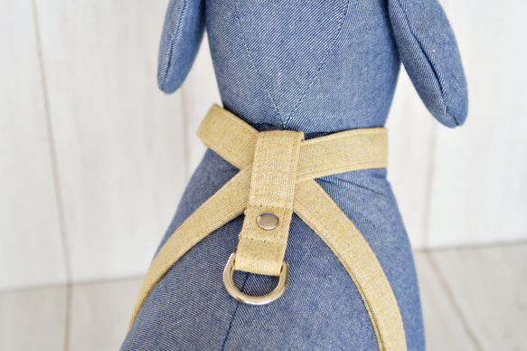 ❁オーダーメイド ８の字ハーネス❁　綿麻ダンガリー風　カラー：イエロー 7枚目の画像