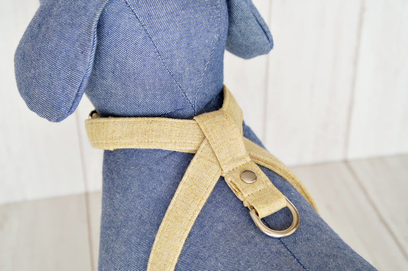 ❁オーダーメイド ８の字ハーネス❁　綿麻ダンガリー風　カラー：イエロー 10枚目の画像