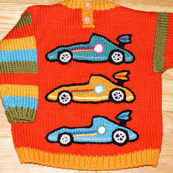 秋冬・レーシングカーのちびっこセーター　80〜90cm 2枚目の画像