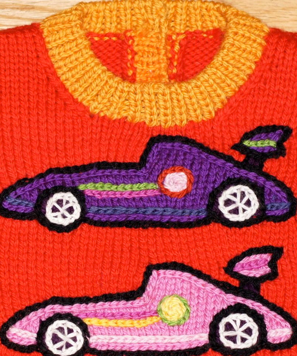 秋冬・レーシングカーのちびっこセーター　80〜90cm 3枚目の画像