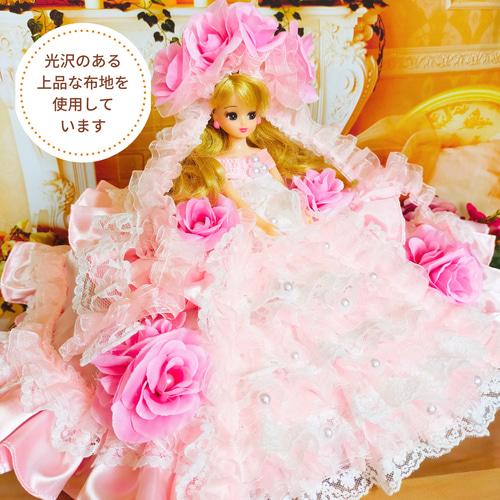 ロマンティックピンクドレス人形ドール➕ドールの服 リカちゃん ピンク ドレス 人形服 ドール服 プリンセス ♡エレガンス