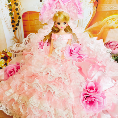 リカちゃん ピンク ドレス 人形服 ドール服 プリンセス ♡エレガンス