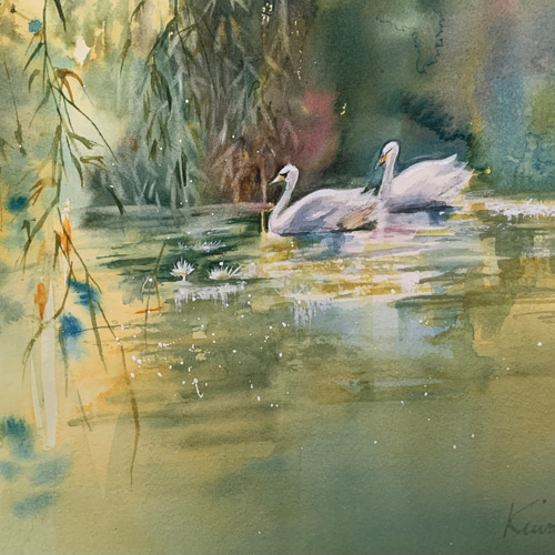 油絵　絵画　在庫あり『白鳥の湖』 白鳥－白鳥の湖 - 翠波画廊 | 絵画販売、絵画買取 - 東京・銀座