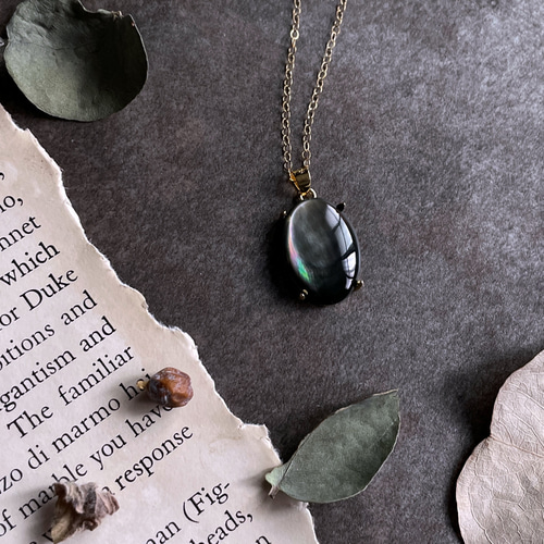 美しい 黒蝶貝 silver925 18k加工 大粒 ネックレス ゴールド ブラック