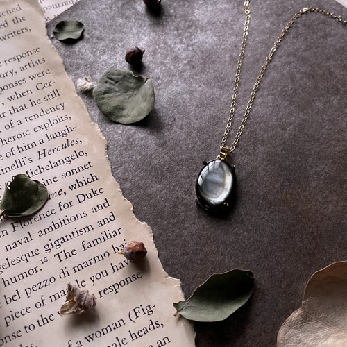 シルバー/ネックレス/925/18金/黒蝶貝 美しい 黒蝶貝 silver925 18k加工 大粒 ネックレス ゴールド ブラック