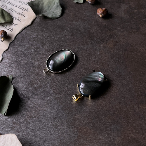 美しい 黒蝶貝 silver925 18k加工 大粒 ネックレス ゴールド ブラック