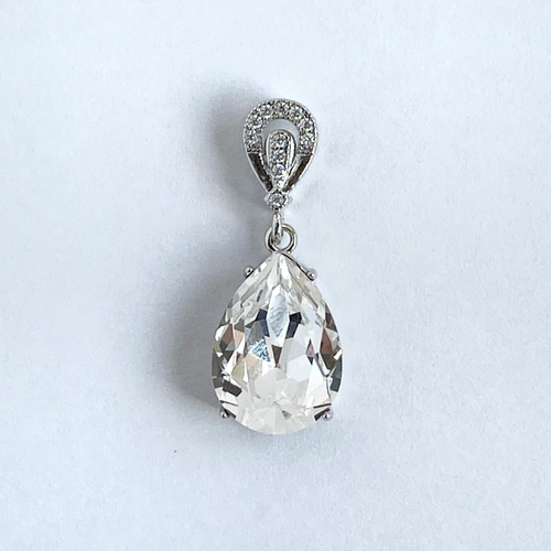 真鍮製ペンダント空枠（爪留め）ペアシェイプファセット18×13mm用 4320