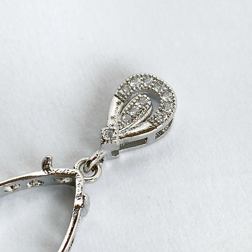 真鍮製ペンダント空枠（爪留め）ペアシェイプファセット18×13mm用 4320