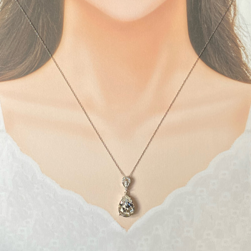 真鍮製ペンダント空枠（爪留め）ペアシェイプファセット18×13mm用 4320