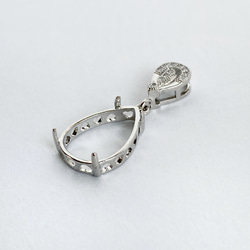 真鍮製ペンダント空枠（爪留め）ペアシェイプファセット18×13mm用 4320