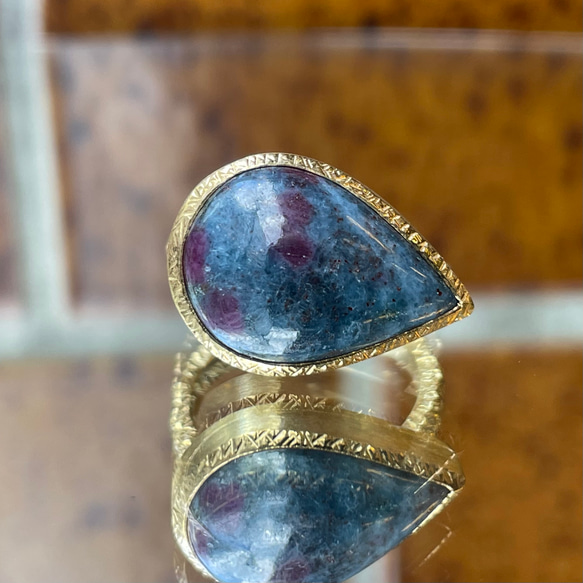 ルビー イン カイヤナイト 15.08ct しずく シルバーSV925リング 指輪 