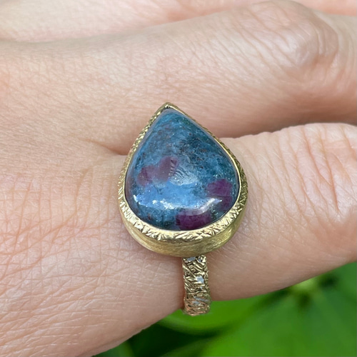 ルビー イン カイヤナイト 15.08ct しずく シルバーSV925リング 指輪 