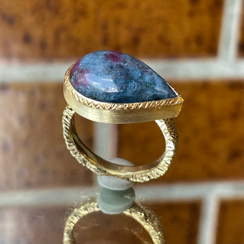 ルビー イン カイヤナイト 15.08ct しずく シルバーSV925リング 指輪 