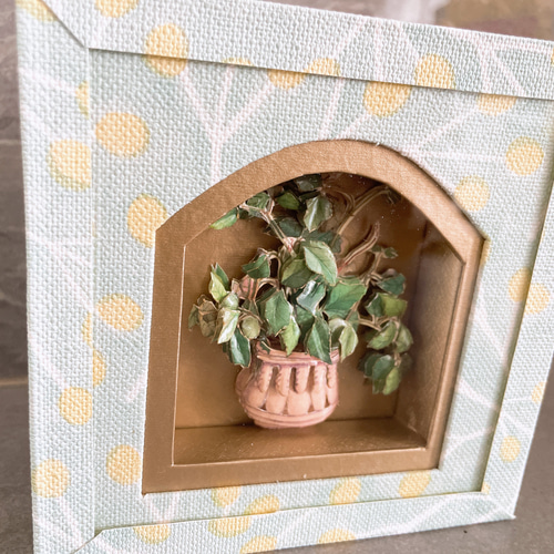 シャドーボックス×フランス額装アート【グリーンポット】 立体