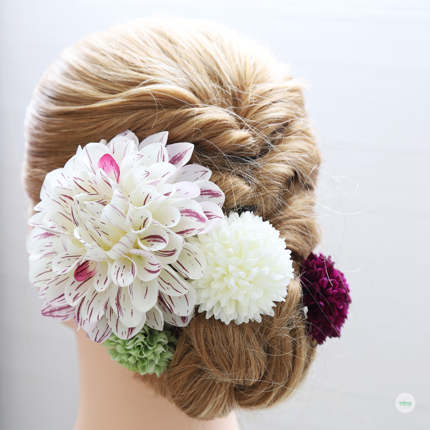 ⑦ホワイトパープルダリア（ホワイトパープル）　髪飾り/ヘアアクセサリー　結婚式　成人式　卒業式　七五三