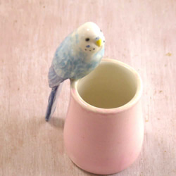 虎皮鸚鵡單花瓶（陶瓷鳥物） 第3張的照片