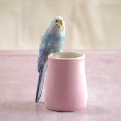 虎皮鸚鵡單花瓶（陶瓷鳥物） 第2張的照片