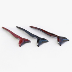 木簪 鯨のかんざし 木製 SKT/縞黒檀  防水 12枚目の画像