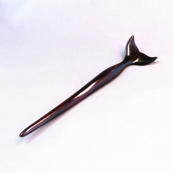 木簪 鯨のかんざし 木製 SKT/縞黒檀  防水 10枚目の画像