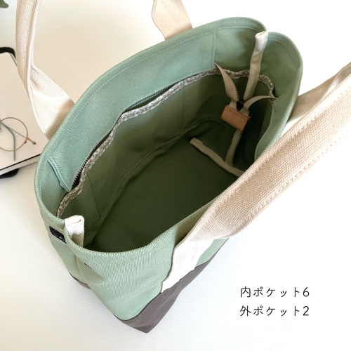 8号帆布の2wayトートバック Sサイズ スモーキーブラウン×紺