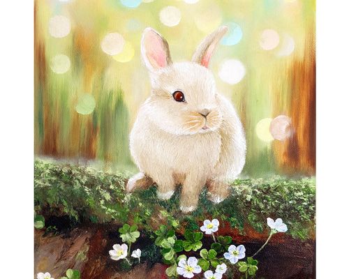 【F50号】うさぎ娘の爆裂うさぎパンチ oil painting 原画 抽象画 d7c428285abc5e6ad688ba95c3f3f5