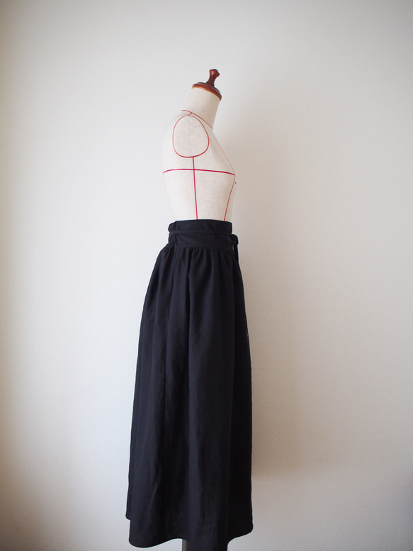 drawstring skirt-black- 2枚目の画像