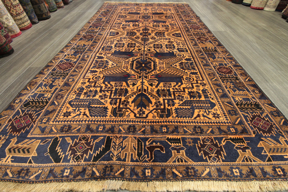アンティークの風合い美しい部族絨毯　アフガニスタン　トライバルラグ　ヴィンテージ手織り絨毯　116x210cm　＃448 9枚目の画像