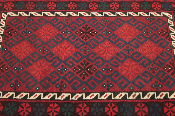 アフガニスタン　トライバルラグ　マイマナキリム　オールド手織りキリム　ヴィンテージラグ　120x205cm　＃950 9枚目の画像