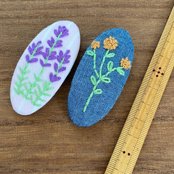 刺繍パッチンピン  2個セット  お花  ラベンダー 2枚目の画像