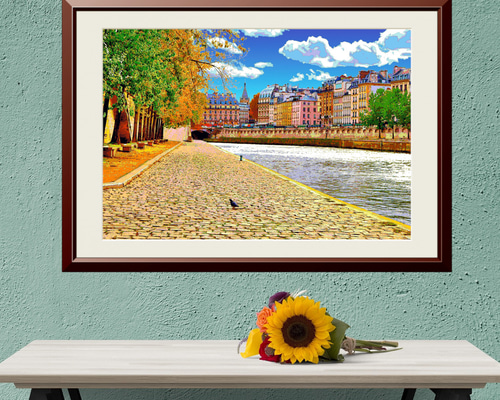 アートポスター】パリ セーヌ川の岸辺（作品No.405） 写真