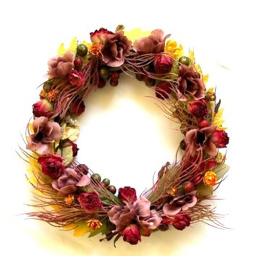 秋・冬リース「深まりゆく錦秋のカラーリース」アートフラワー