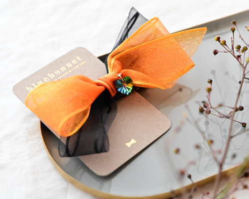 オーガンジーリボン ベビークリップ ミニサイズ ハロウィン オーガンジーリボン ベビークリップ ミニミニサイズ ハロウィン