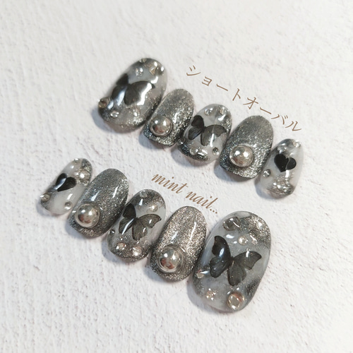 （Aプラン❗️らくらく便）ちゅるん ミニバタフライ ネイルチップ ネイルチップ ハートネイル ニットネイル ネイルチップ（つけ爪