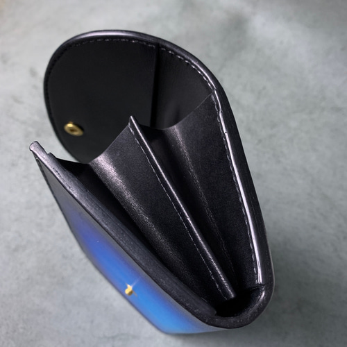 送料無料】ブルーグラデーション長財布/革財布/レザーウォレット/本革