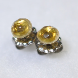 （獨一無二的物品）黃水晶玫瑰切割耳環（5 毫米，鈦柱） 第3張的照片