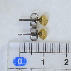 （獨一無二的物品）黃水晶玫瑰切割耳環（5 毫米，鈦柱） 第5張的照片