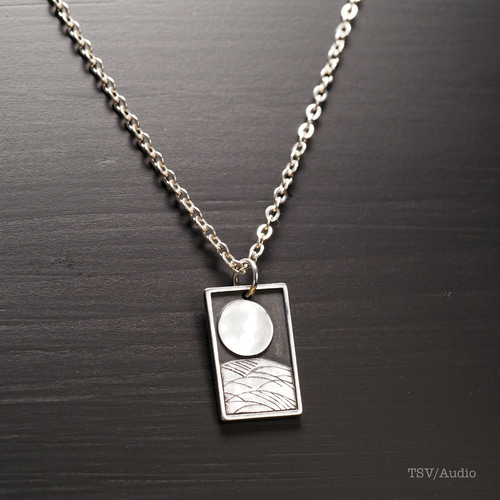 花札アクセサリー【8月 芒に月】ペンダントトップ ネックレス