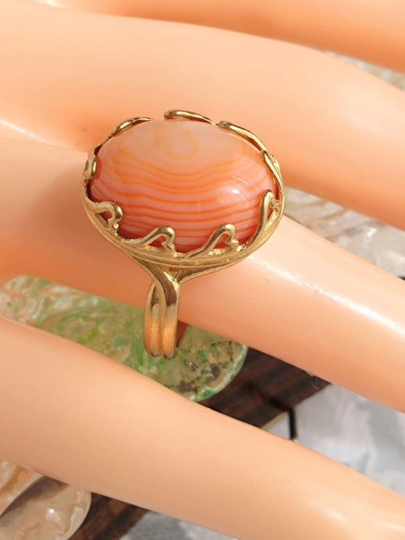 新品 ガーグル アンニュイ 花 リング 12号 オレンジ