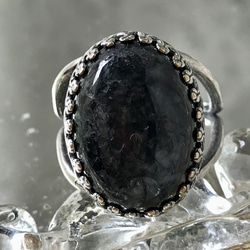 希少・・５月誕生石　ビルマ産 黒翡翠の指輪（１８×１３㎜・８〜２２号・SV925に変更可能） 2枚目の画像