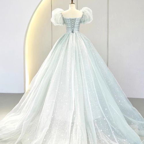 カラードレス ウェディングドレス 音楽会 司会者 編み上げドレス  